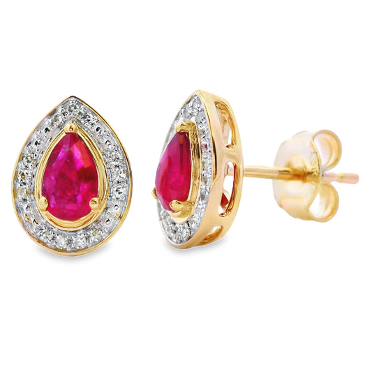 .58ct Ruby Diamond Stud Earrings 10KT Yellow Gold Bids.com