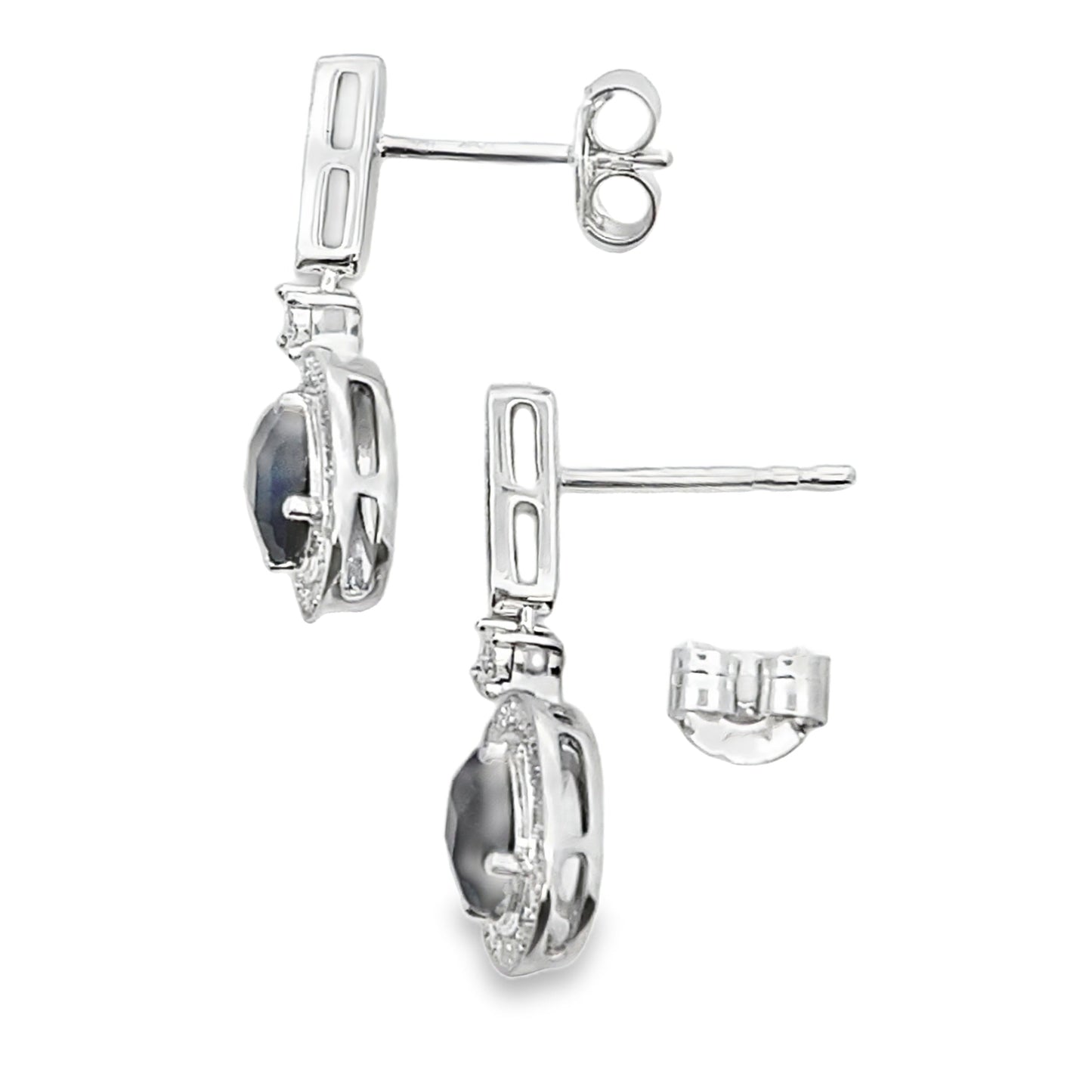 1.06ct Onyx Diamond Dangle Earrings 10KT White Gold Bids.com