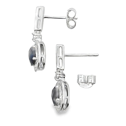 1.06ct Onyx Diamond Dangle Earrings 10KT White Gold Bids.com