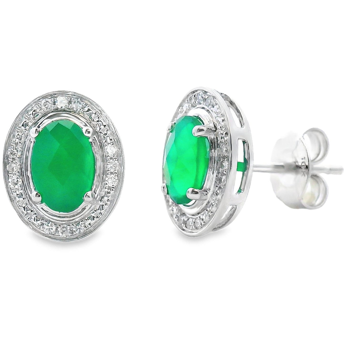 1.12ct Chalcedony Diamond Earrings 10KT White Gold Bids.com