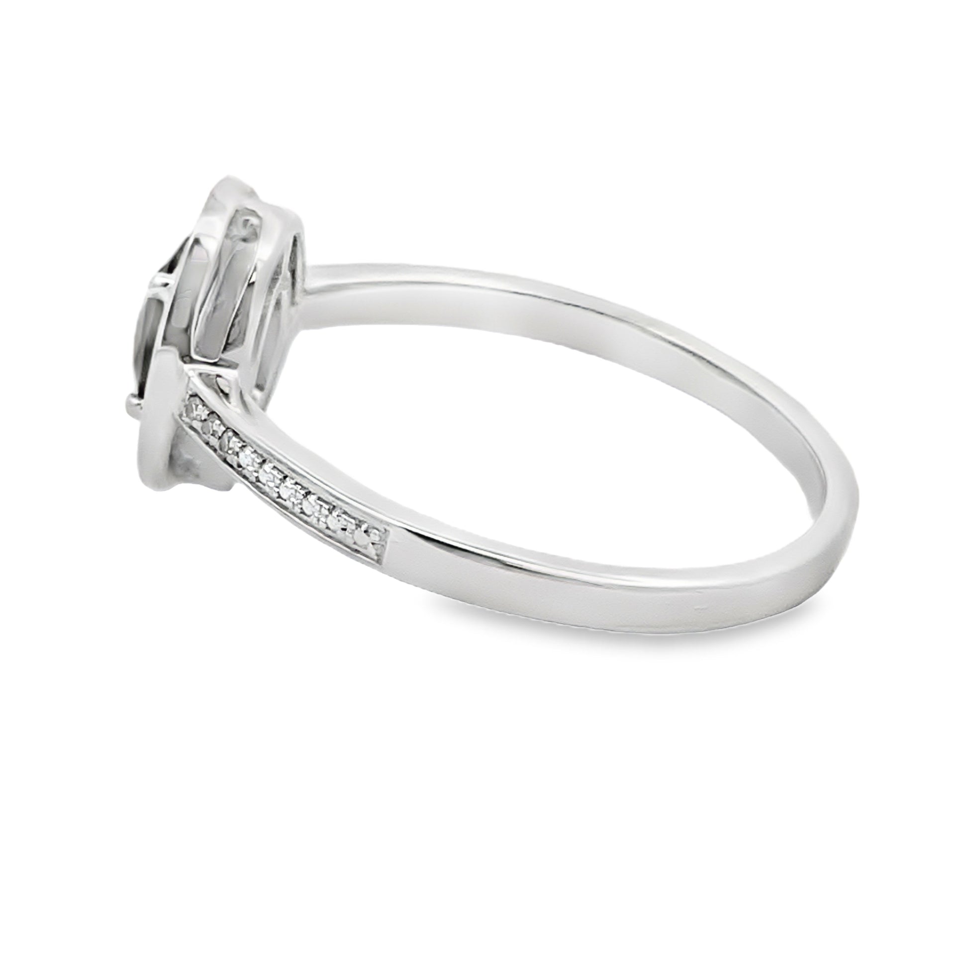 Genuine .42ct Quartz Diamond Ring 10KT White Gold Bids.com