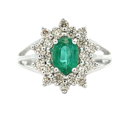 Genuine 1.43ct Emerald Diamond Ring 14KT White Gold Bids.com