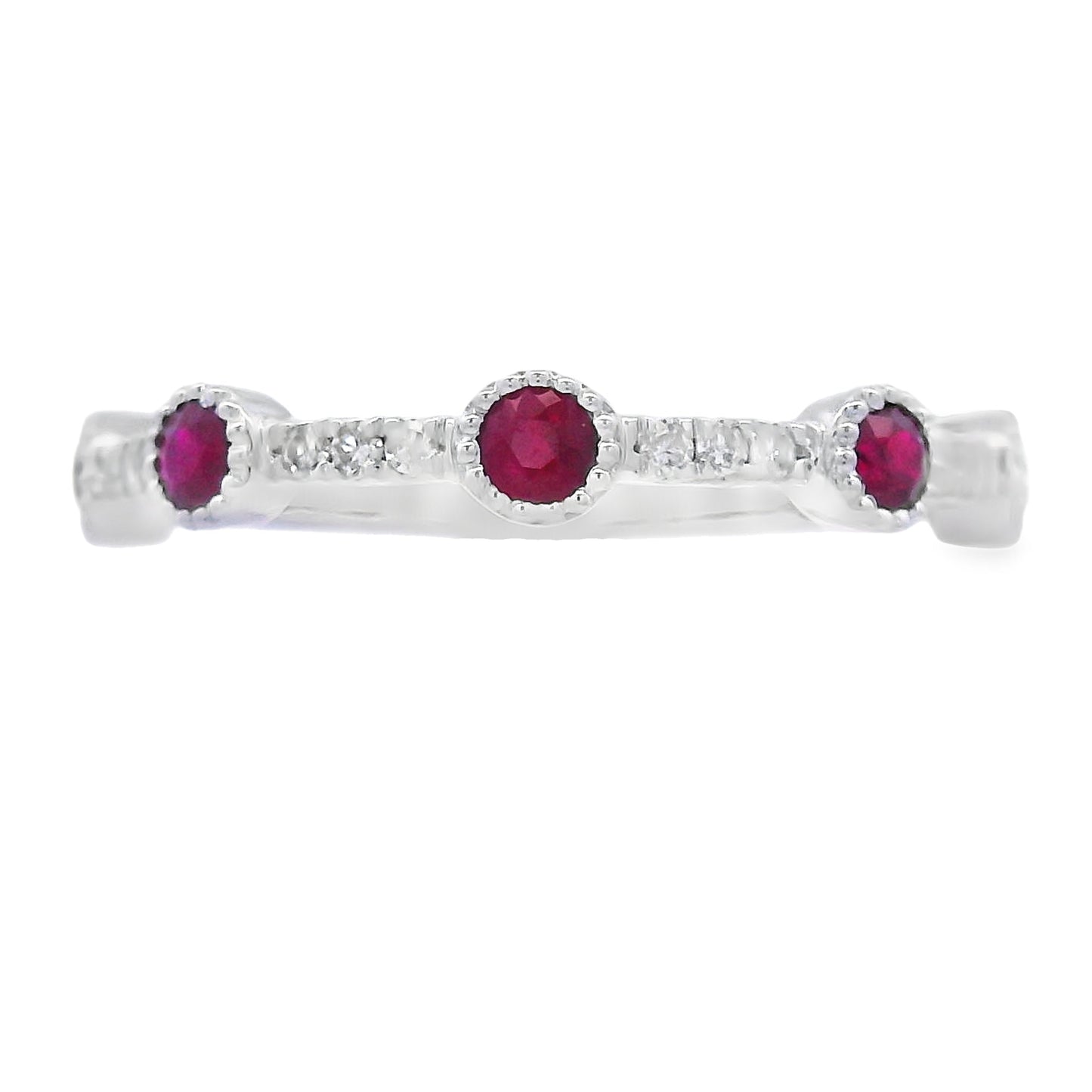 .46ct Ruby Diamond stackable band set 14KT White Gold Bids.com
