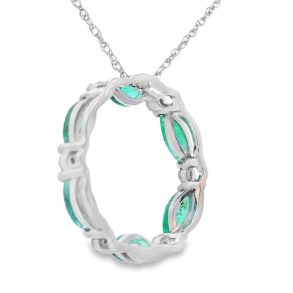 Emerald Diamond Circle of Love Pendant 10KT White Gold Bids.com