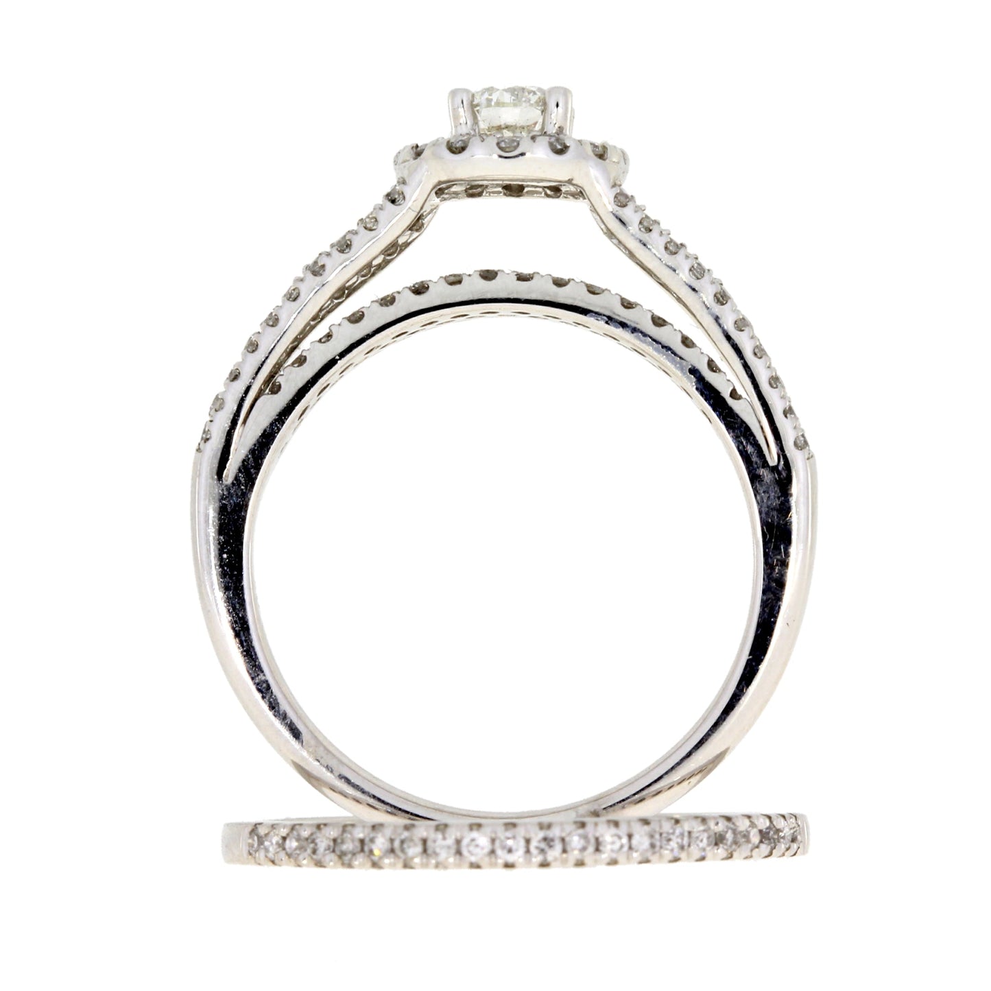 1.00ct Diamond Engagement Ring Set 14KT White Gold Bids.com