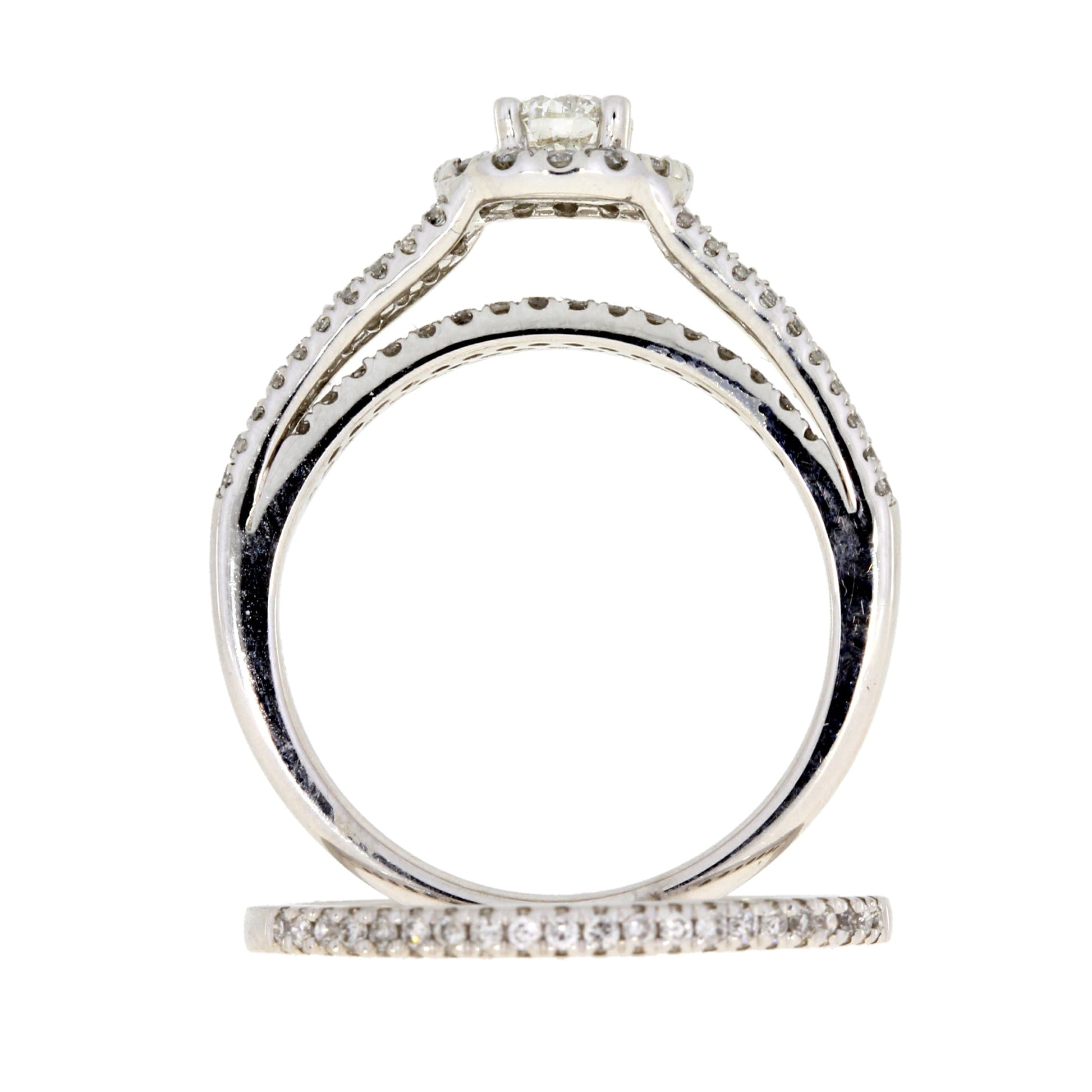 1.00ct Diamond Engagement Ring Set 14KT White Gold Bids.com