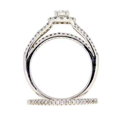 1.00ct Diamond Engagement Ring Set 14KT White Gold Bids.com