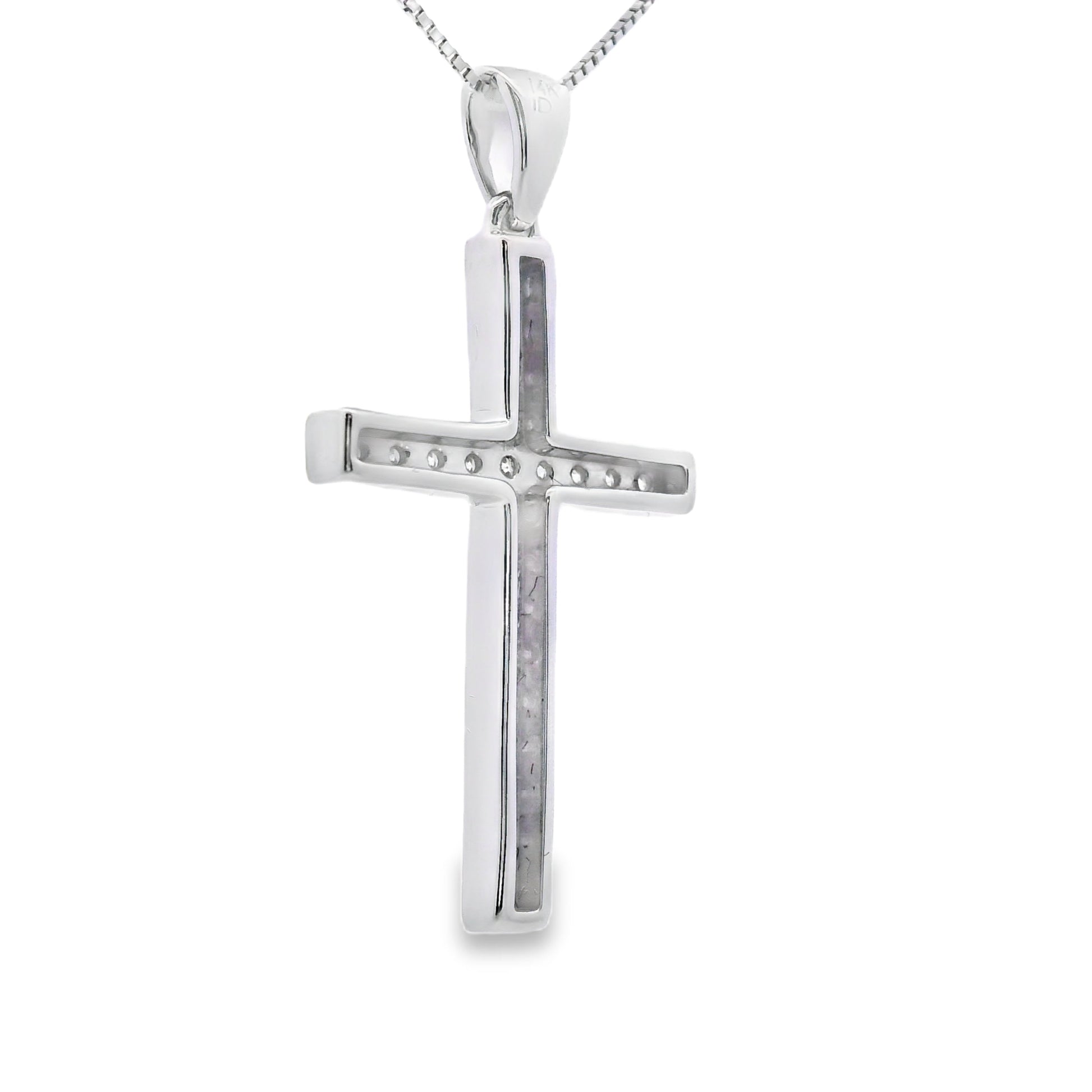 .22ct Diamond Cross Religious Pendant 14KT White Gold Bids.com