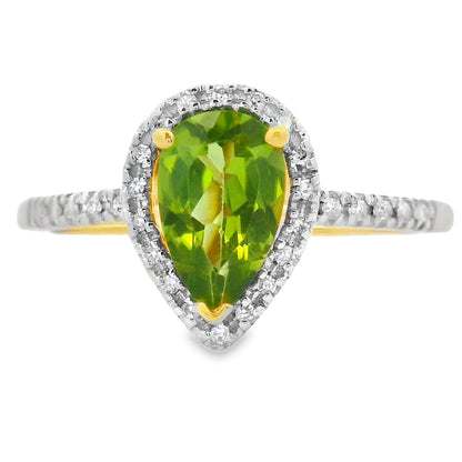 Natural 1.10ct Peridot Diamond Ring 14KT Yellow Gold Bids.com