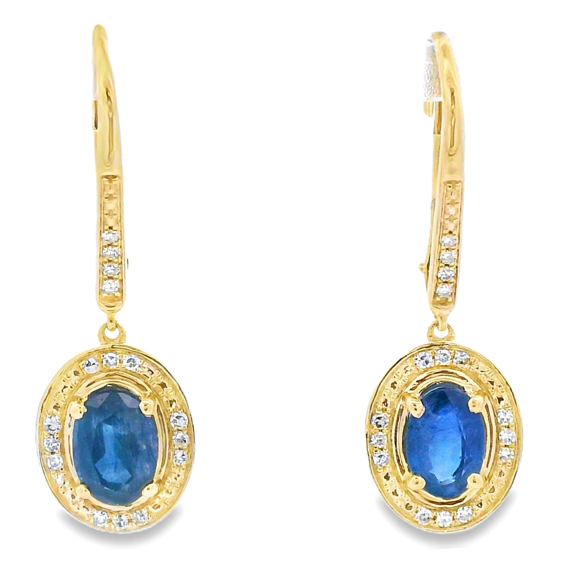 Sapphire Diamond Dangle Earrings 10KT Yellow Gold Bids.com