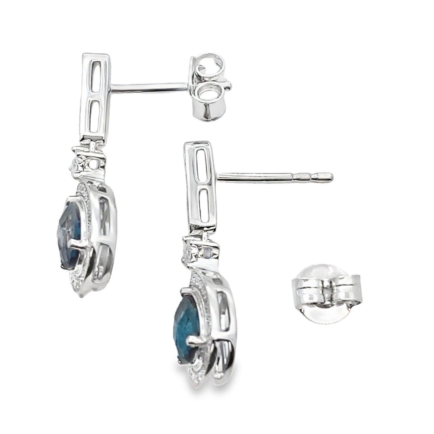 London Blue Topaz Dangle Earrings 10KT White Gold Bids.com