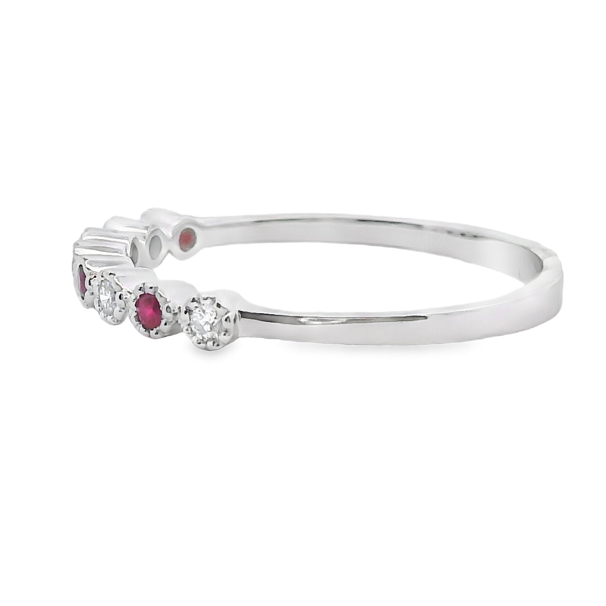 .14ct Ruby Diamond stackable band set 14KT White Gold Bids.com