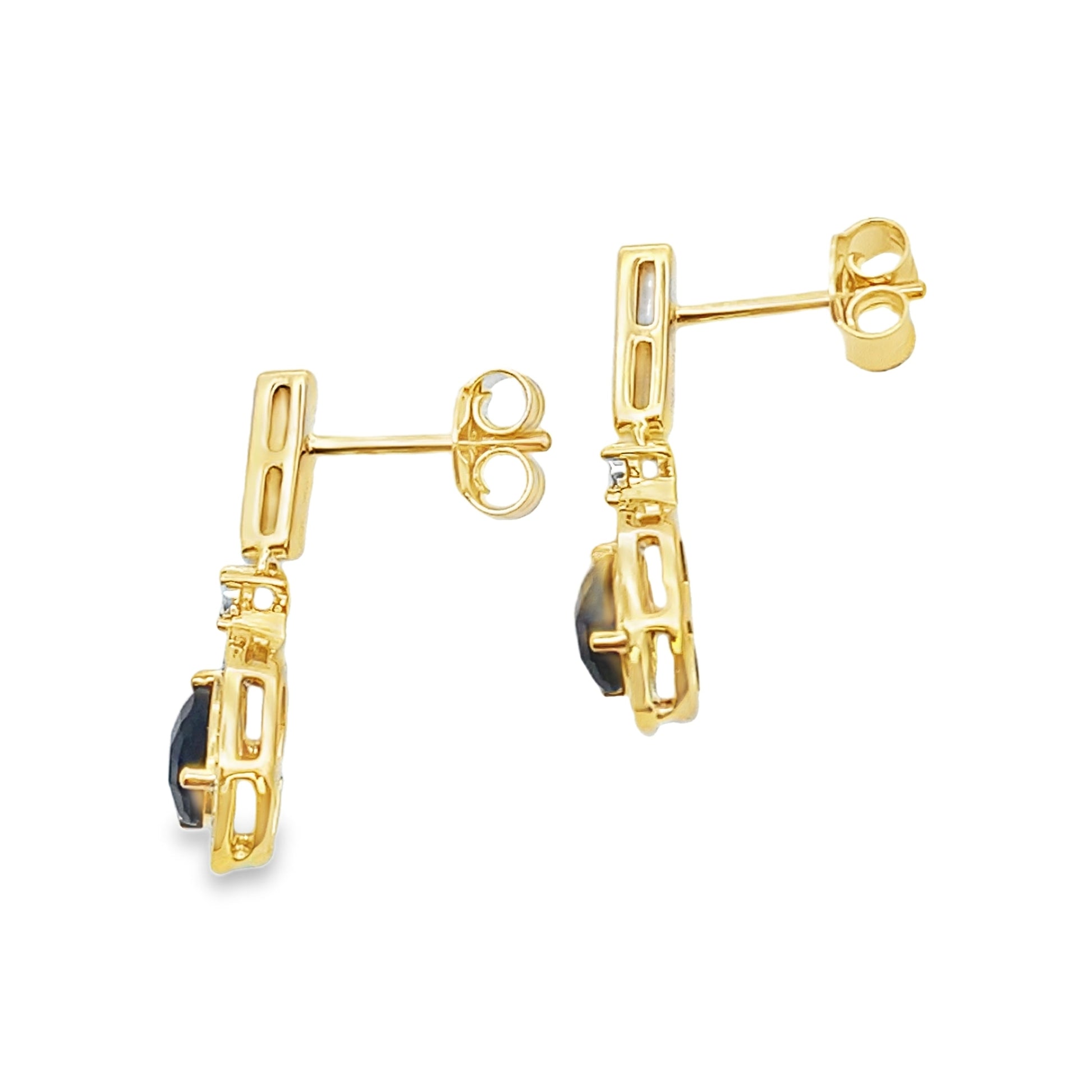 .84ct Onyx Diamond Dangle Earrings 10KT Yellow Gold Bids.com