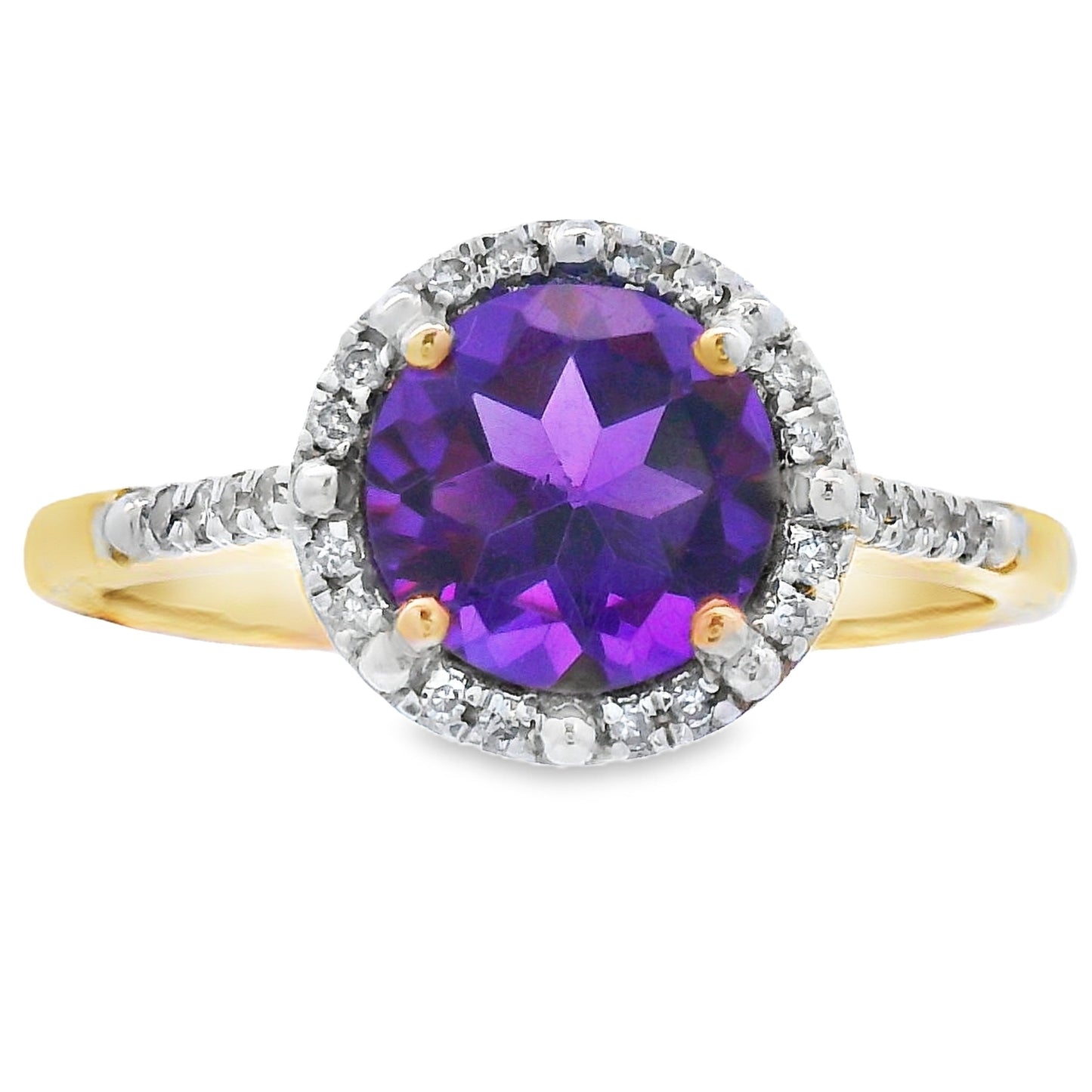 Natural 1.35ct Amethyst Diamond Ring 10KT Yellow Gold Bids.com