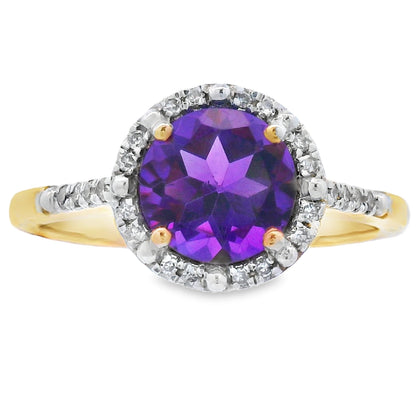 Natural 1.35ct Amethyst Diamond Ring 10KT Yellow Gold Bids.com