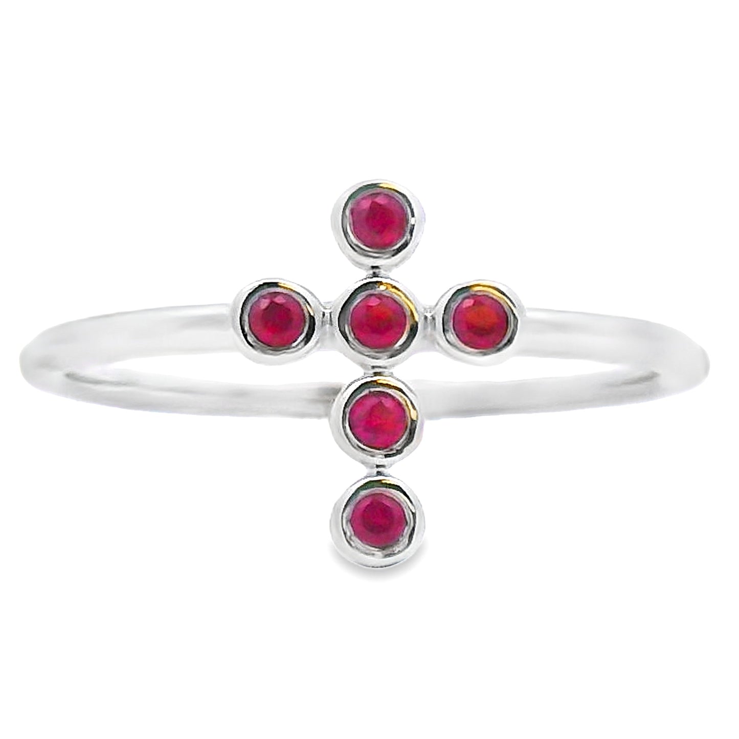 Genuine .12ct Ruby Cross Ring 14KT White Gold Bids.com