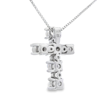 Opal Diamond Cross Religious Pendant 10KT White Gold Bids.com