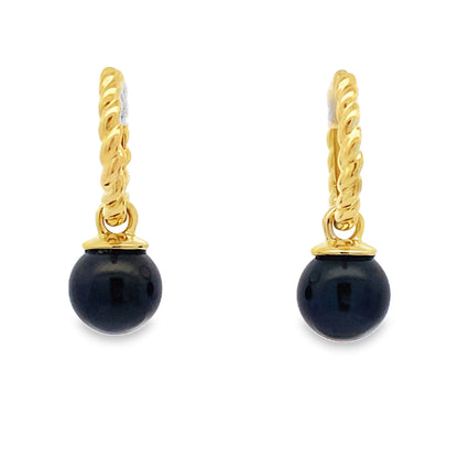 Pearl Hoop Earrings 14KT Yellow Gold Bids.com