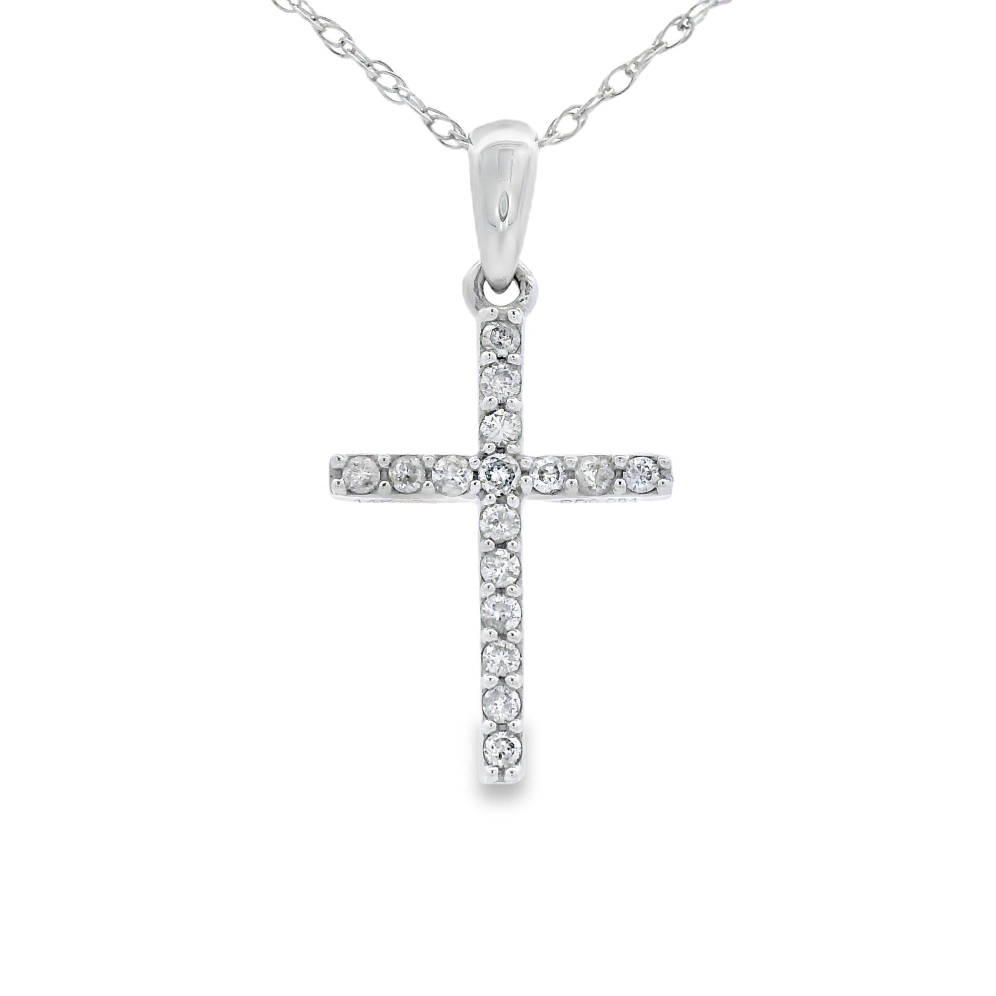 .10ct Diamond Cross Religious Pendant 14KT White Gold Bids.com