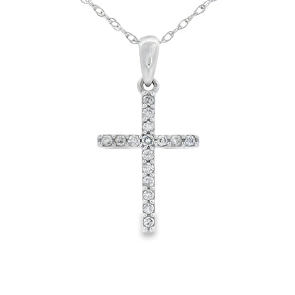 .10ct Diamond Cross Religious Pendant 14KT White Gold Bids.com
