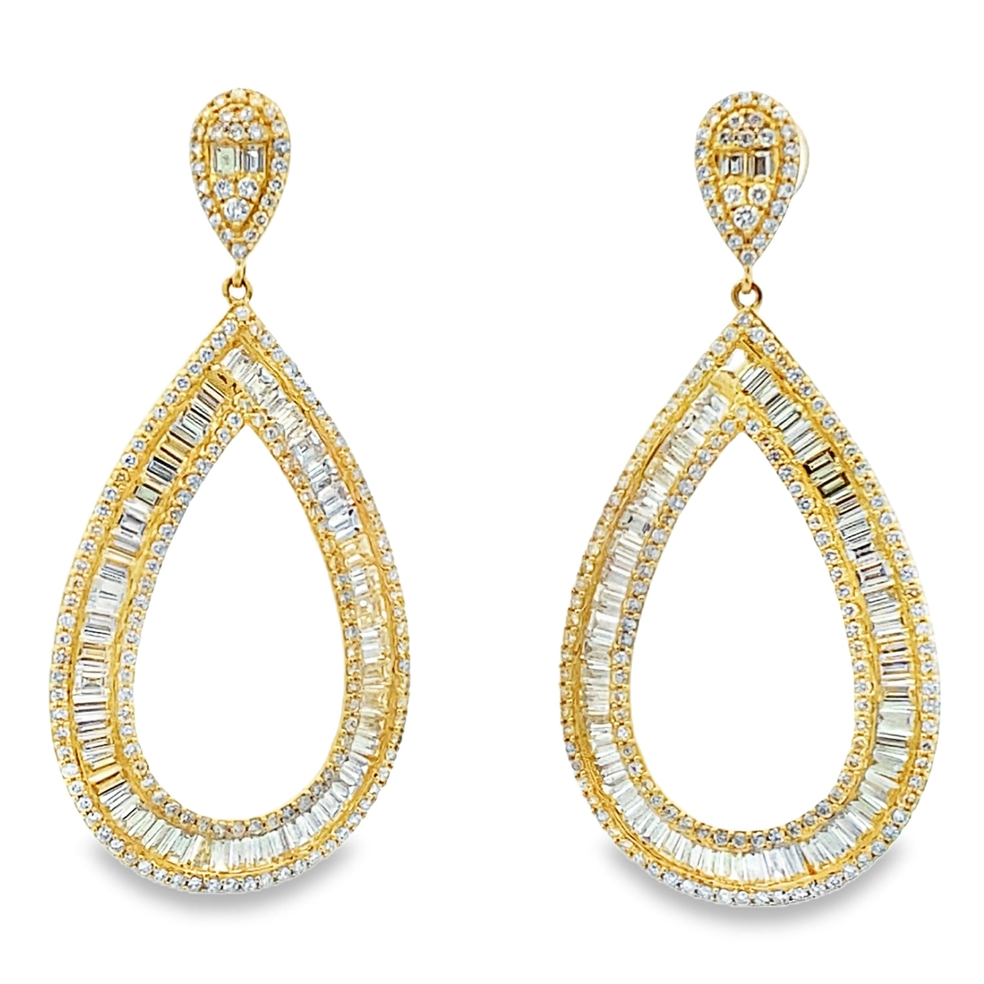 Genuine 8.65ct Diamond Dangle Earrings 18KT Yellow Gold Bids.com