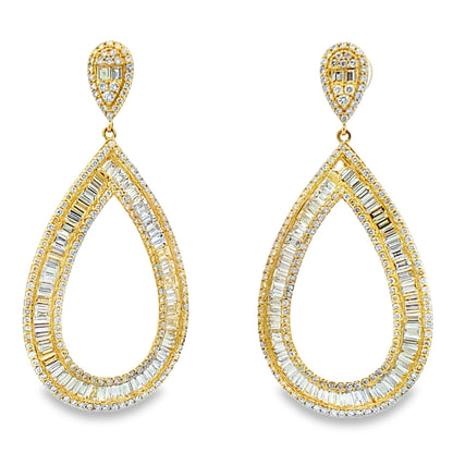 Genuine 8.65ct Diamond Dangle Earrings 18KT Yellow Gold Bids.com