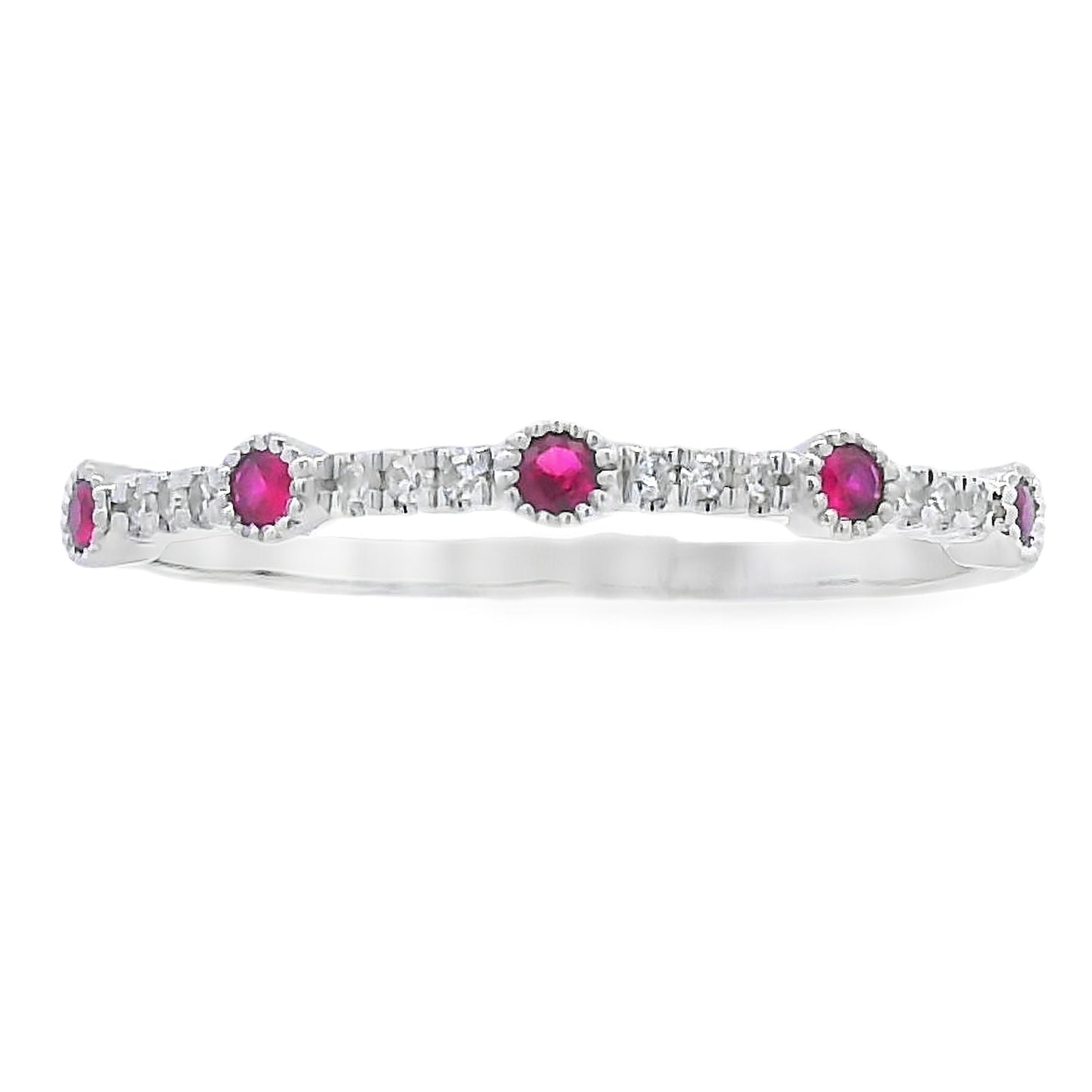 .16ct Ruby Diamond stackable band set 14KT White Gold Bids.com