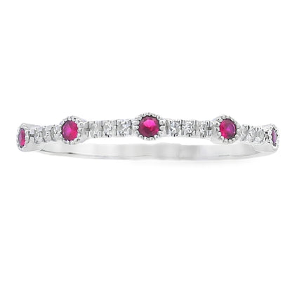 .16ct Ruby Diamond stackable band set 14KT White Gold Bids.com