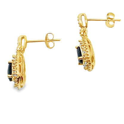1.22ct Sapphire Diamond Earrings 10KT Yellow Gold Bids.com