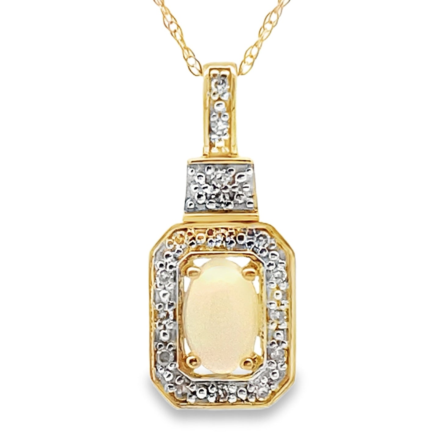 .06ct Opal Diamond Fashion Pendants 10KT Yellow Gold Bids.com