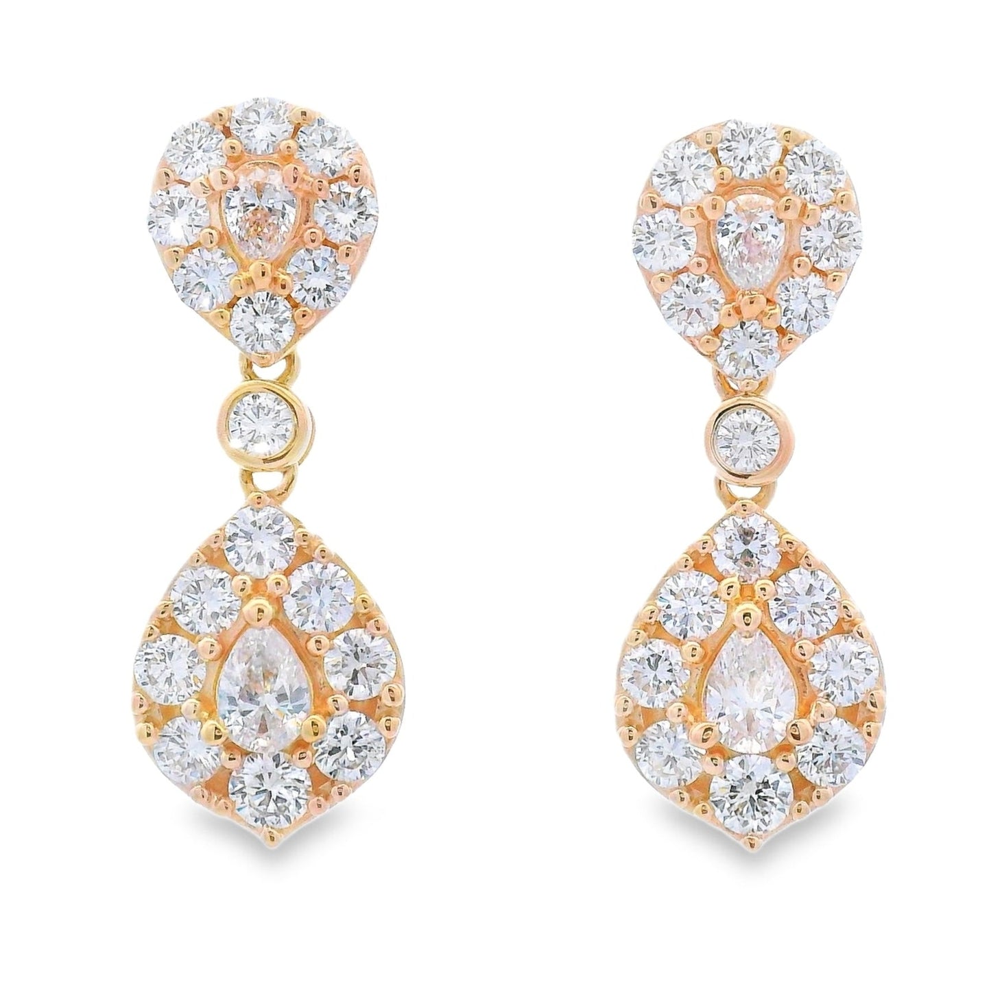 Lab Grown Diamond Dangle Earrings 14KT Yellow Gold Bids.com