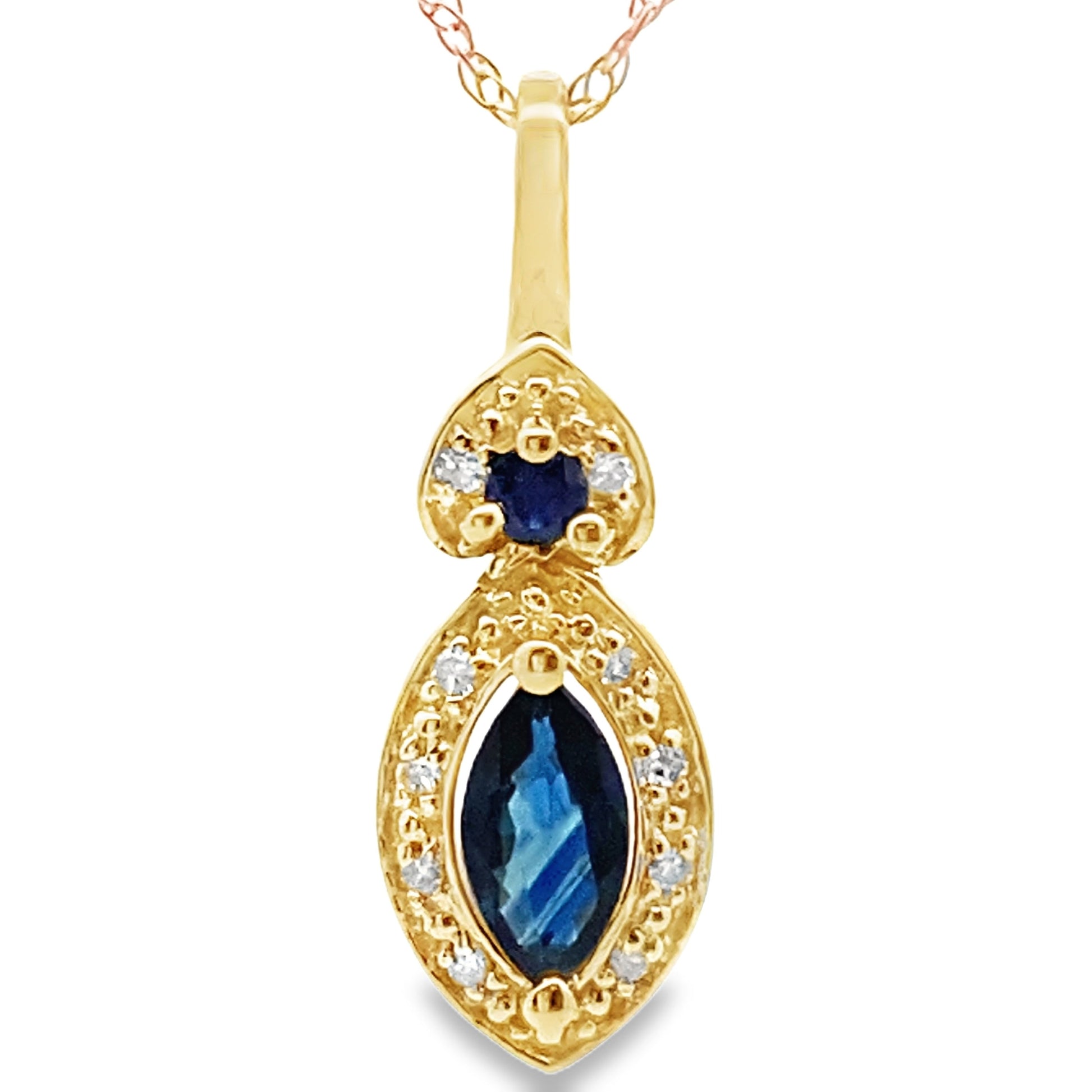 Sapphire Diamond Fashion Pendants 10KT Yellow Gold Bids.com