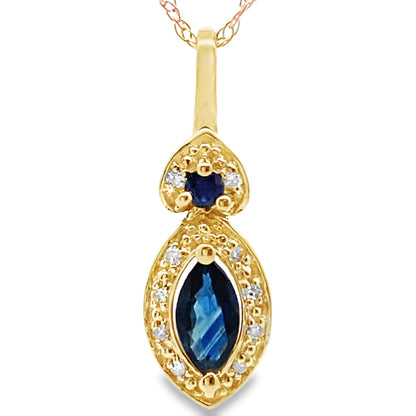 Sapphire Diamond Fashion Pendants 10KT Yellow Gold Bids.com