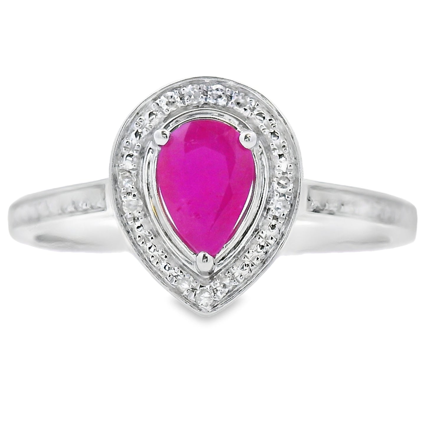 Natural .54ct Ruby Diamond Ring 10KT White Gold Bids.com