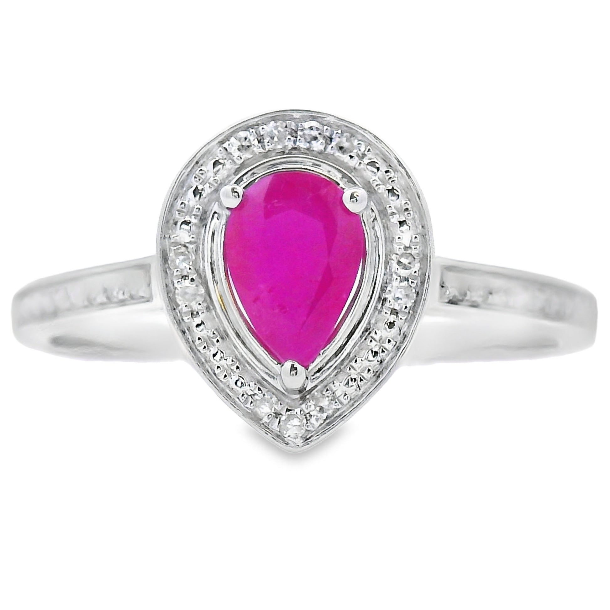 Natural .54ct Ruby Diamond Ring 10KT White Gold Bids.com