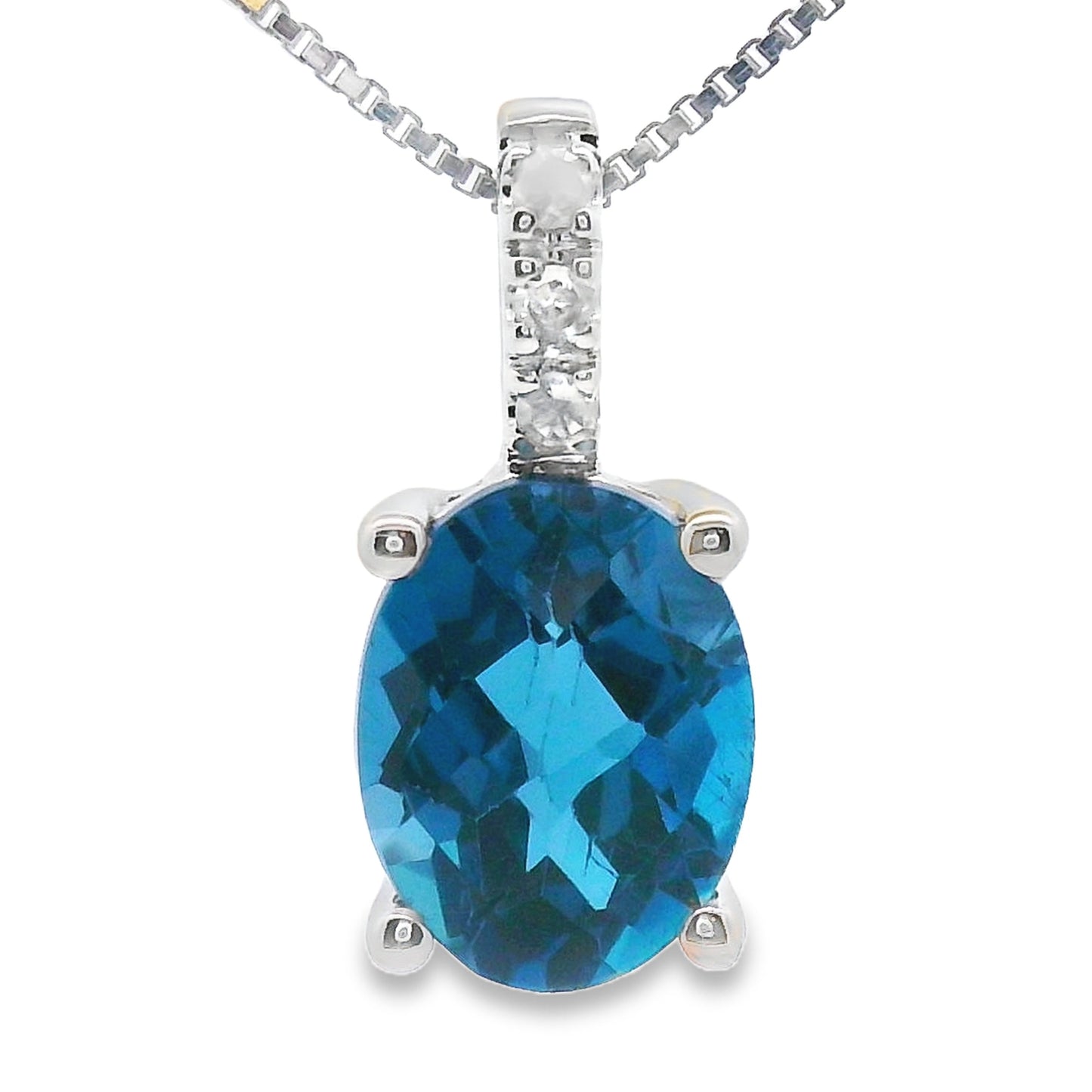 London Blue Topaz Fashion Pendants 10KT White Gold Bids.com
