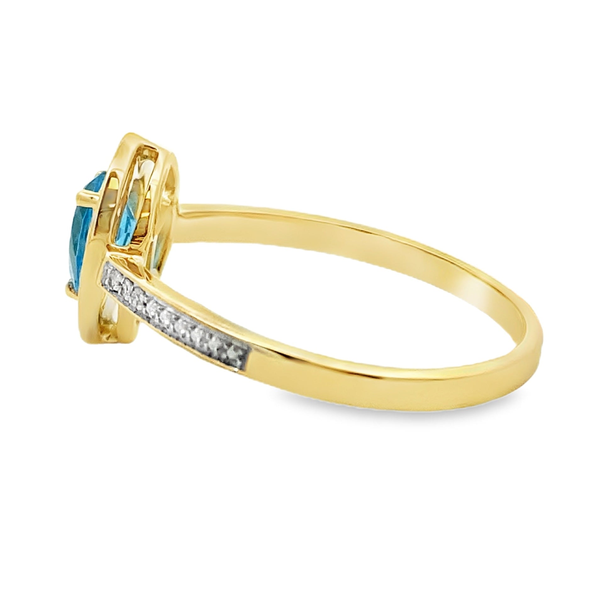Genuine .54ct Blue Topaz Diamond Ring 10KT Yellow Gold Bids.com