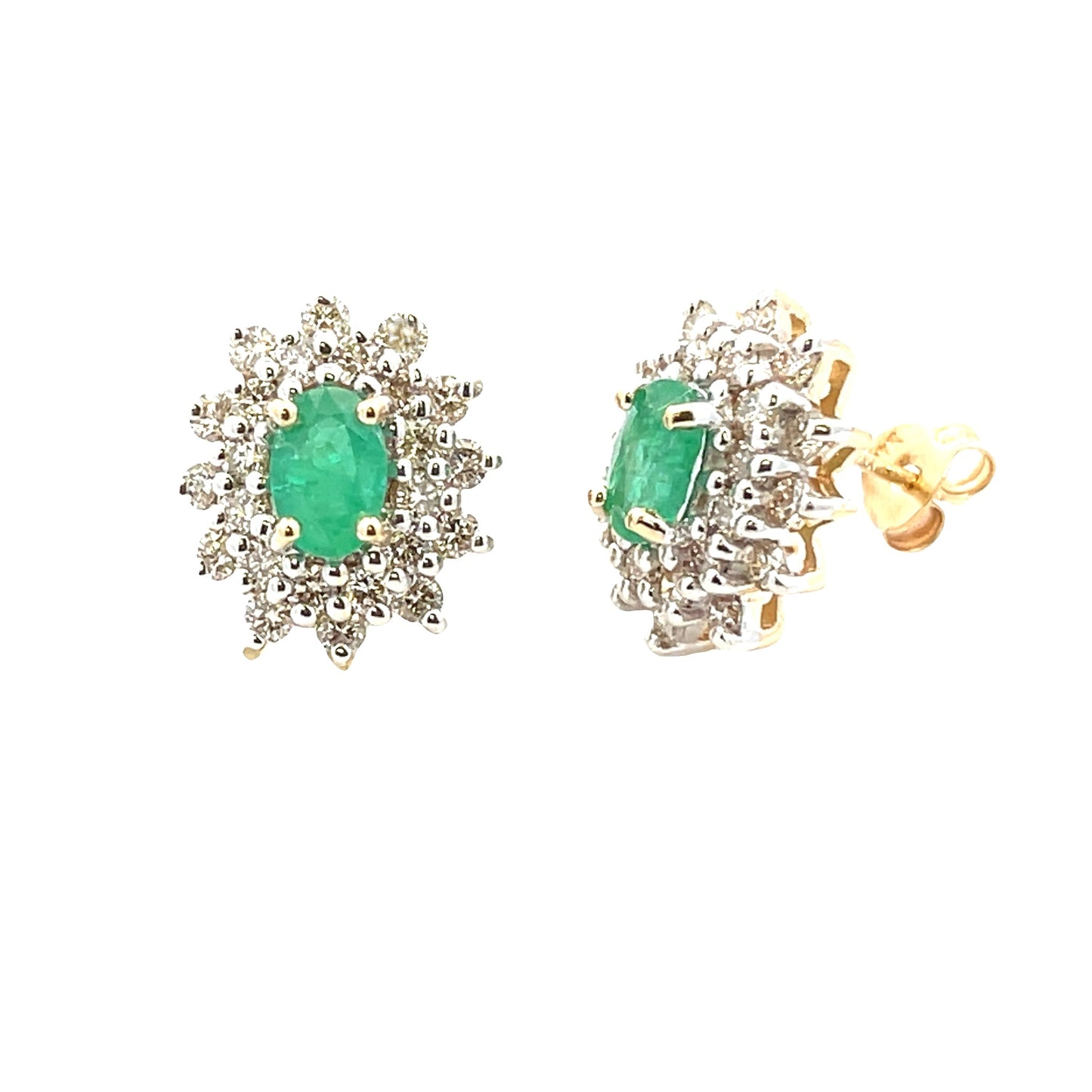2.06ct Emerald Diamond Earrings 14KT Yellow Gold Bids.com