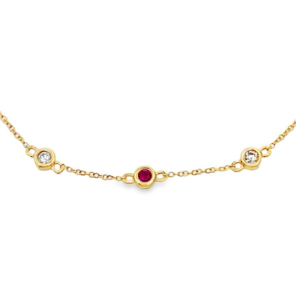 Natural .25ct Ruby Diamond Bracelet 14KT Yellow Gold Bids.com