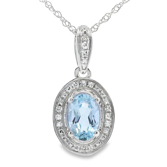 Aquamarine Diamond Fashion Pendants 10KT White Gold Bids.com