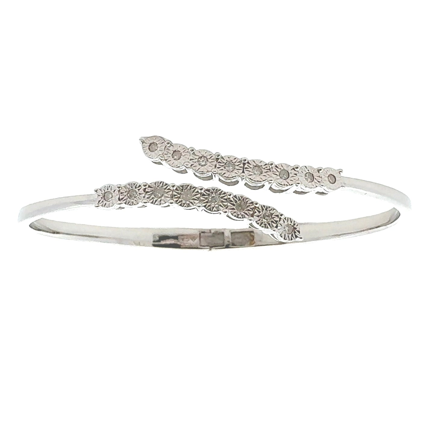 Genuine .25ct Diamond Bangle Bracelet Sterling Silver Bids.com