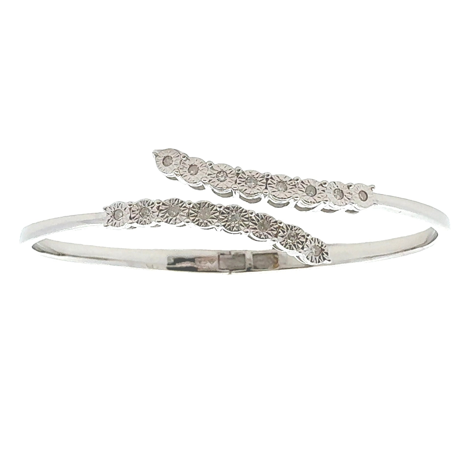Genuine .25ct Diamond Bangle Bracelet Sterling Silver Bids.com