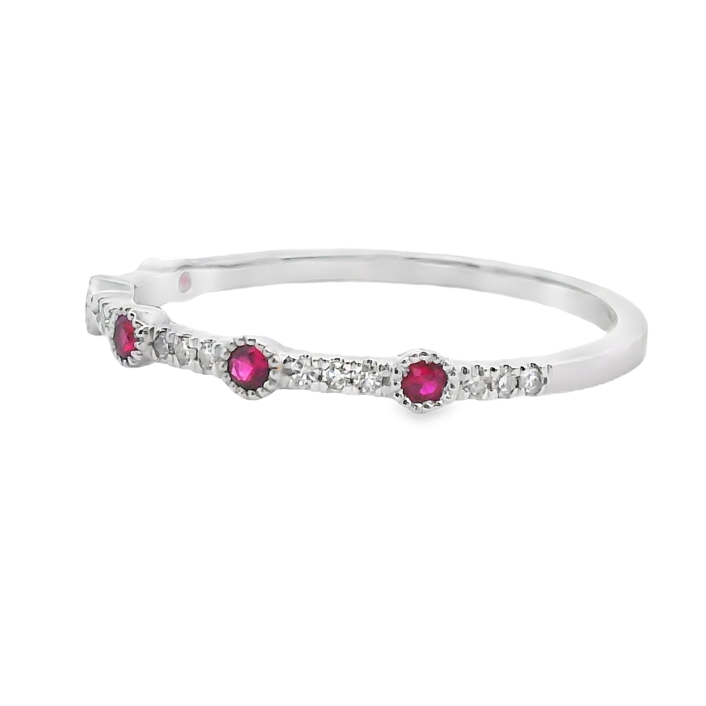 .16ct Ruby Diamond stackable band set 14KT White Gold Bids.com