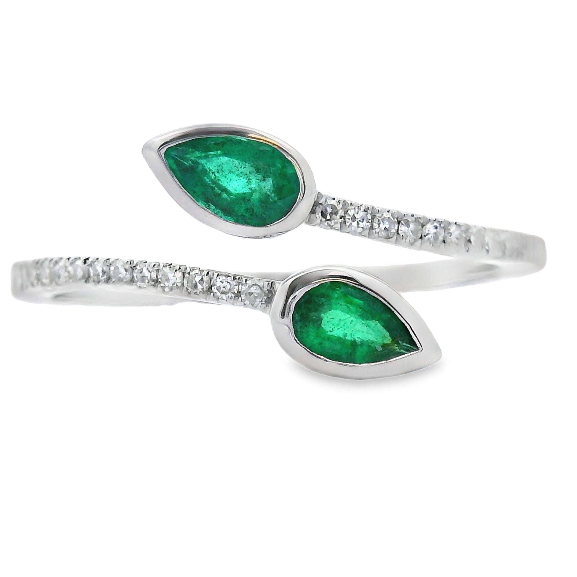 Natural .48ct Emerald Diamond Ring 14KT White Gold Bids.com