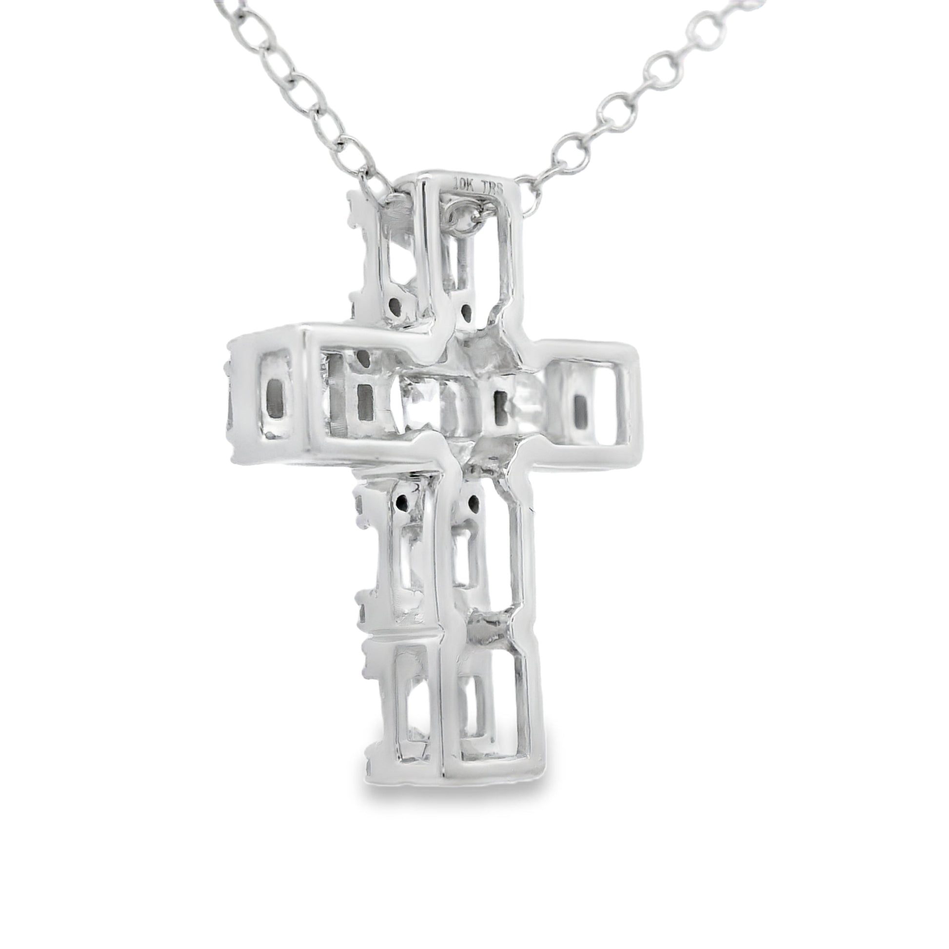 .50ct Diamond Cross Religious Pendant 10KT White Gold Bids.com