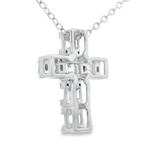 .50ct Diamond Cross Religious Pendant 10KT White Gold Bids.com