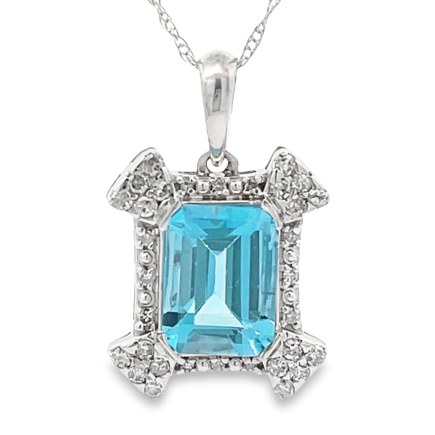 Blue Topaz Diamond Fashion Pendants 10KT White Gold Bids.com
