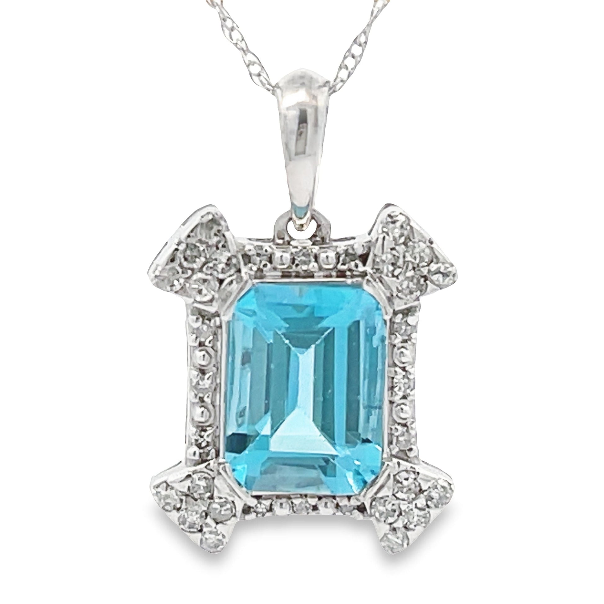 Blue Topaz Diamond Fashion Pendants 10KT White Gold Bids.com