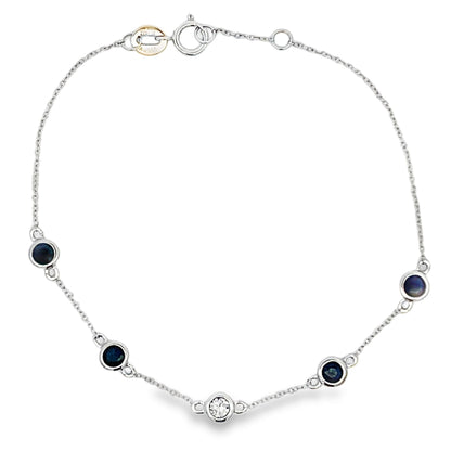 Natural .67ct Sapphire Diamond Bracelet 14KT White Gold Bids.com