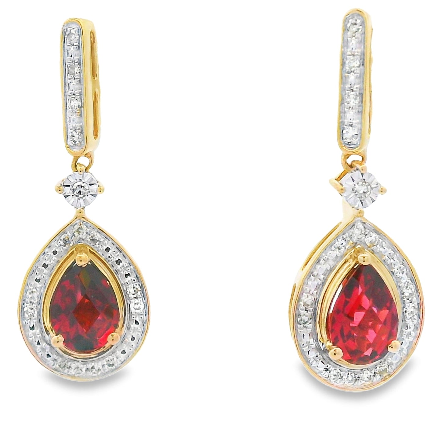 1.06ct Garnet Diamond Dangle Earrings 10KT Yellow Gold Bids.com
